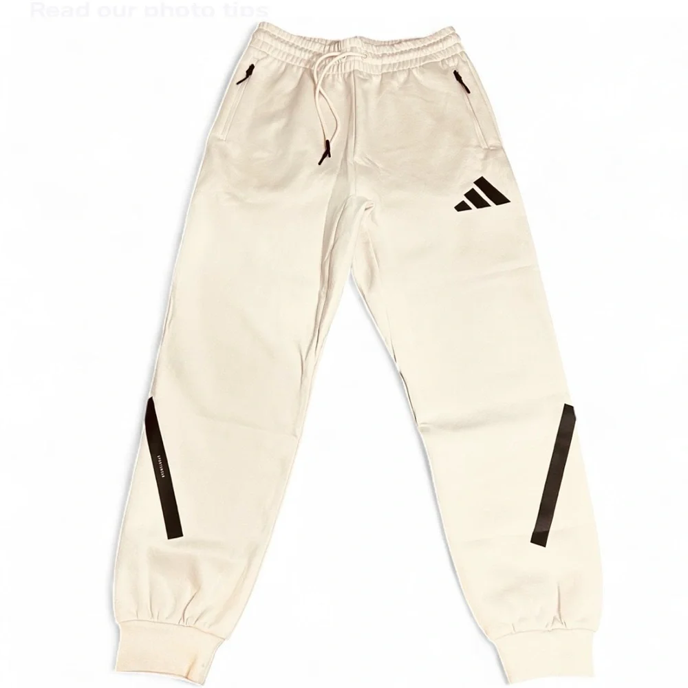 ADIDAS Light Peach-Pink Joggers S With Black Accents Pockets With Zipper.